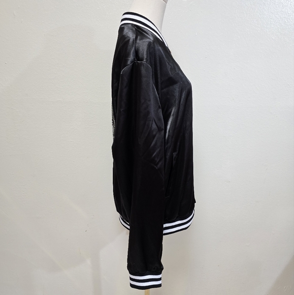 NFL Team Apparel Raiders Embellished Bomber Jacket Size XL - Picture 6 of 9